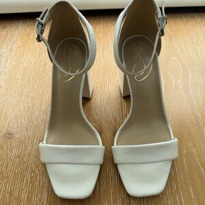Sam Edelman Yaro White Leather Block Heel Sandal Size 6